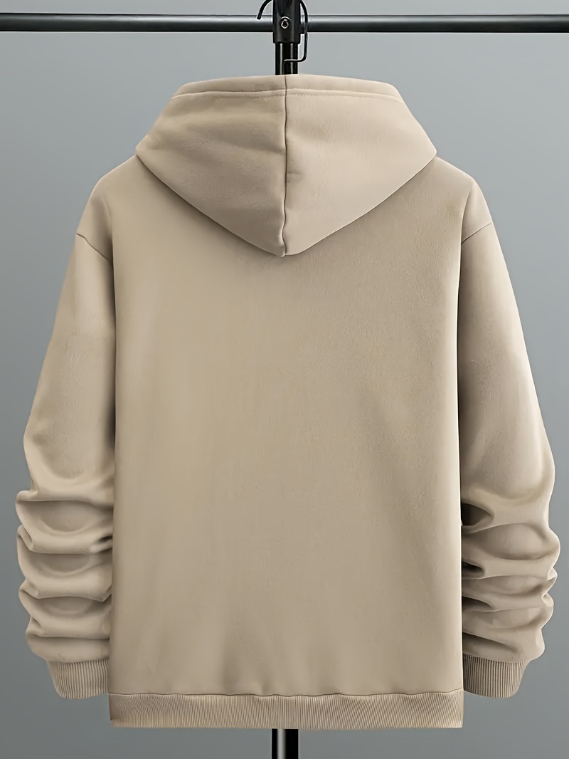mens plus size fleece lined hoodie color pullover with kangaroo for plus size details 5