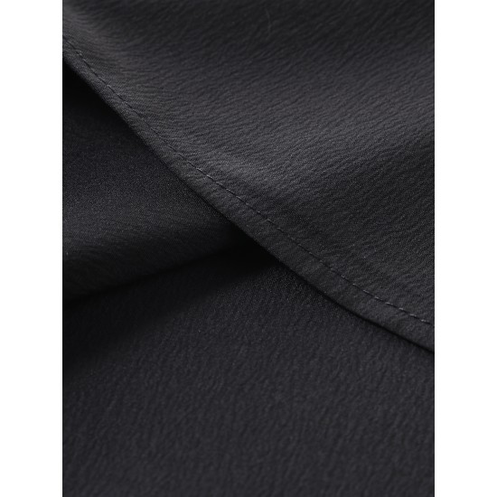 Men's Casual Hooded Shirt - Polyester, Button-Up, Solid Color, Perfect for Spring/Fall, PLUS SIZE