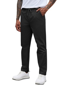 Men'S Cotton Blend Jogger Pants, Casual Drawstring Trousers, Skinny Fit, with Pockets, Slight Stretch, for All-Season Wear, Weekend Casual Style